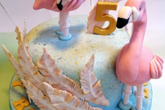 Flamingo-Themed-5th-Birthday-Cake